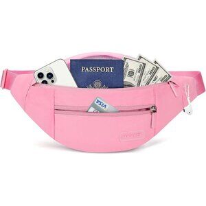 Women Men Hot Pink Large Crossbody Fanny Pack Belt Bag Hands-Free Waist Pack